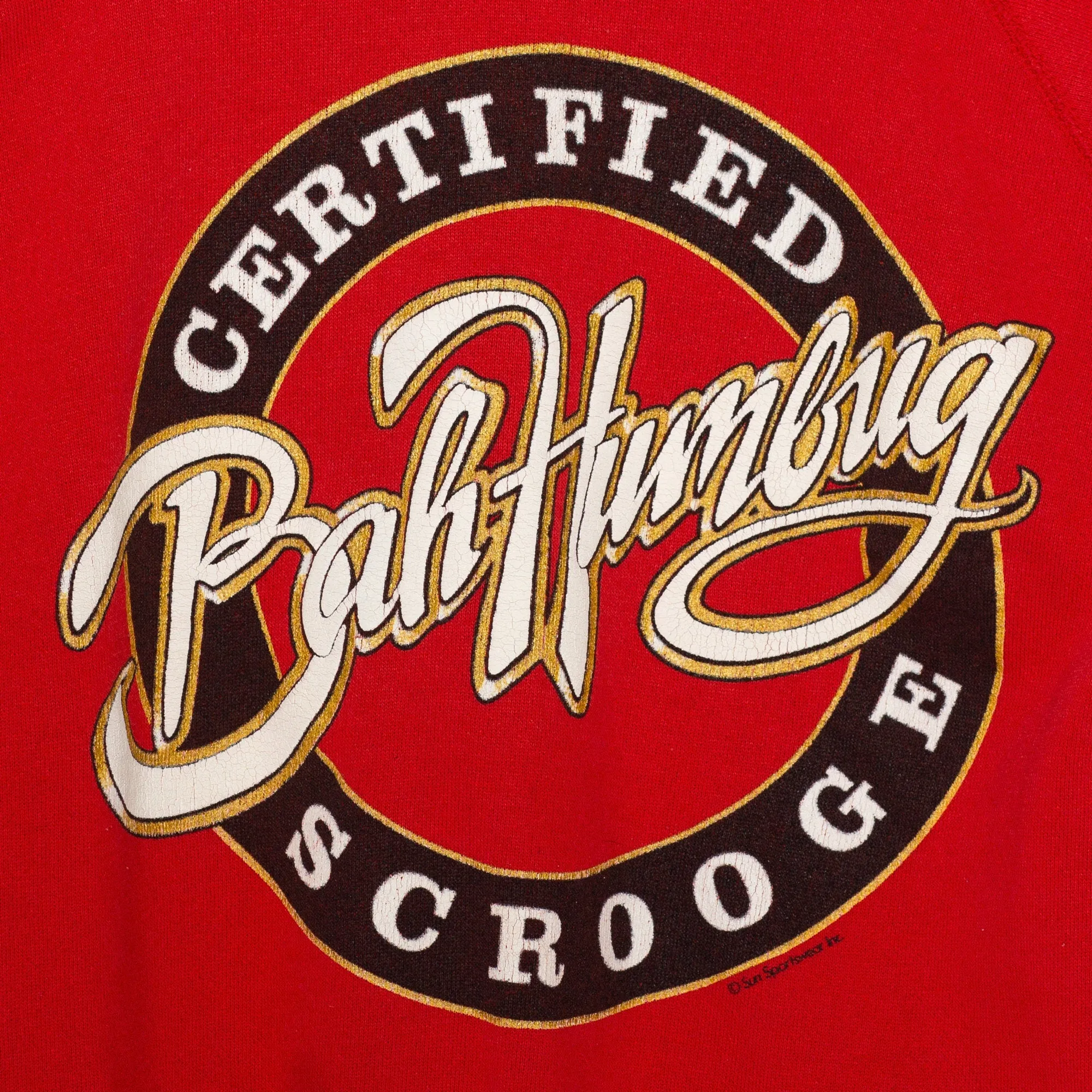 80s "Bah Humbug" Certified Scrooge Sweatshirt - Men's Medium Short, Women's Large
