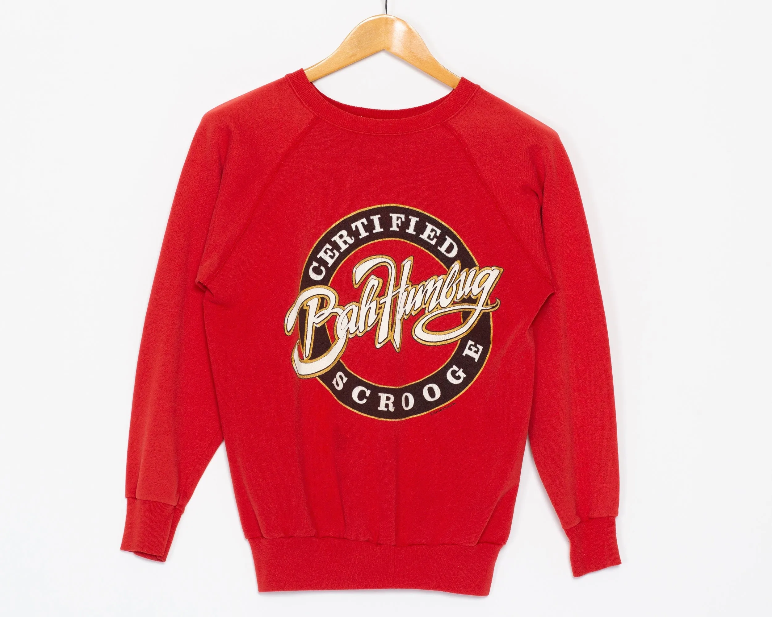 80s "Bah Humbug" Certified Scrooge Sweatshirt - Men's Medium Short, Women's Large