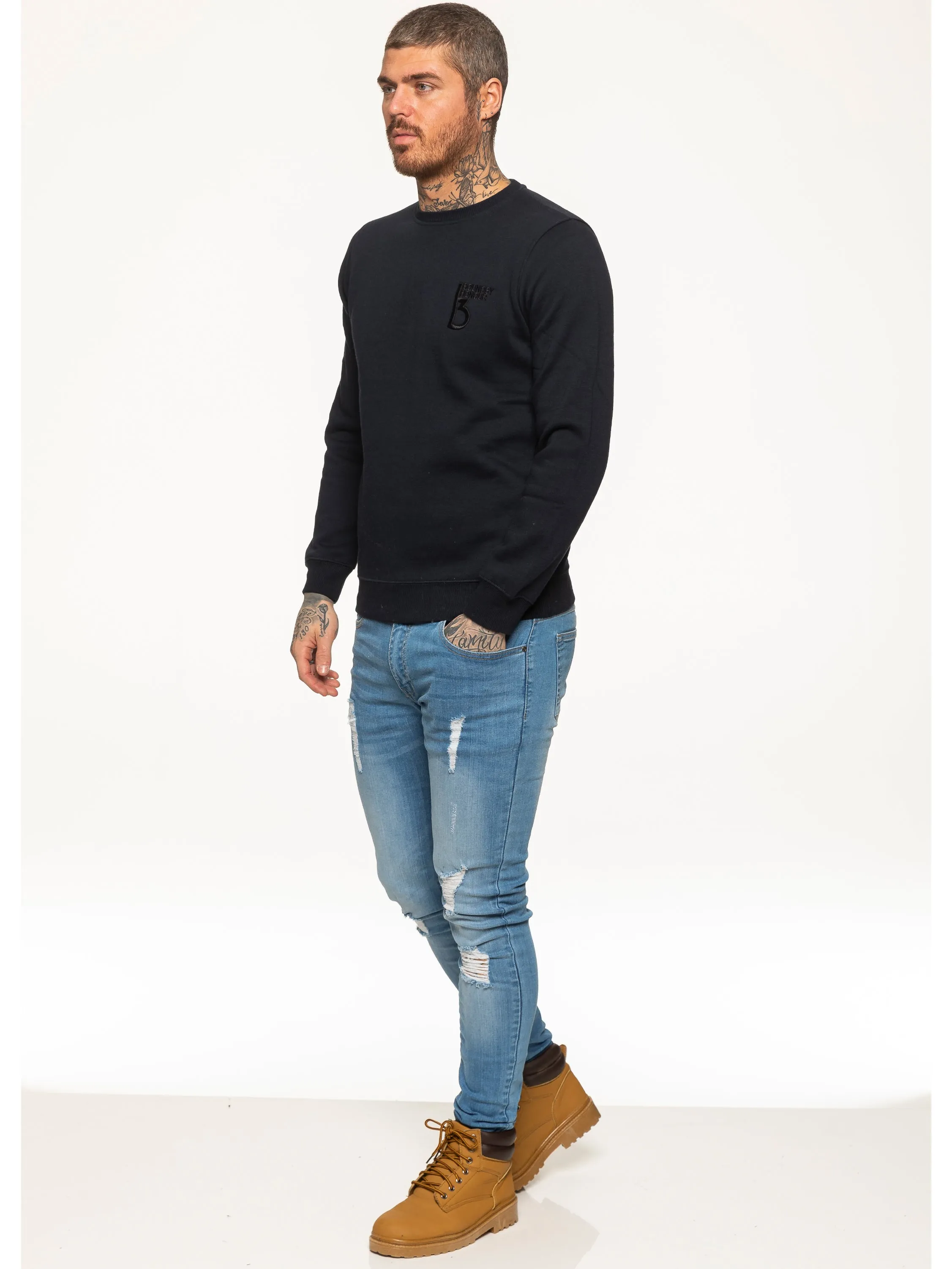 BBH Mens Plain Sweatshirt Crew Neck Jersey Fleece  | Bound By Honour