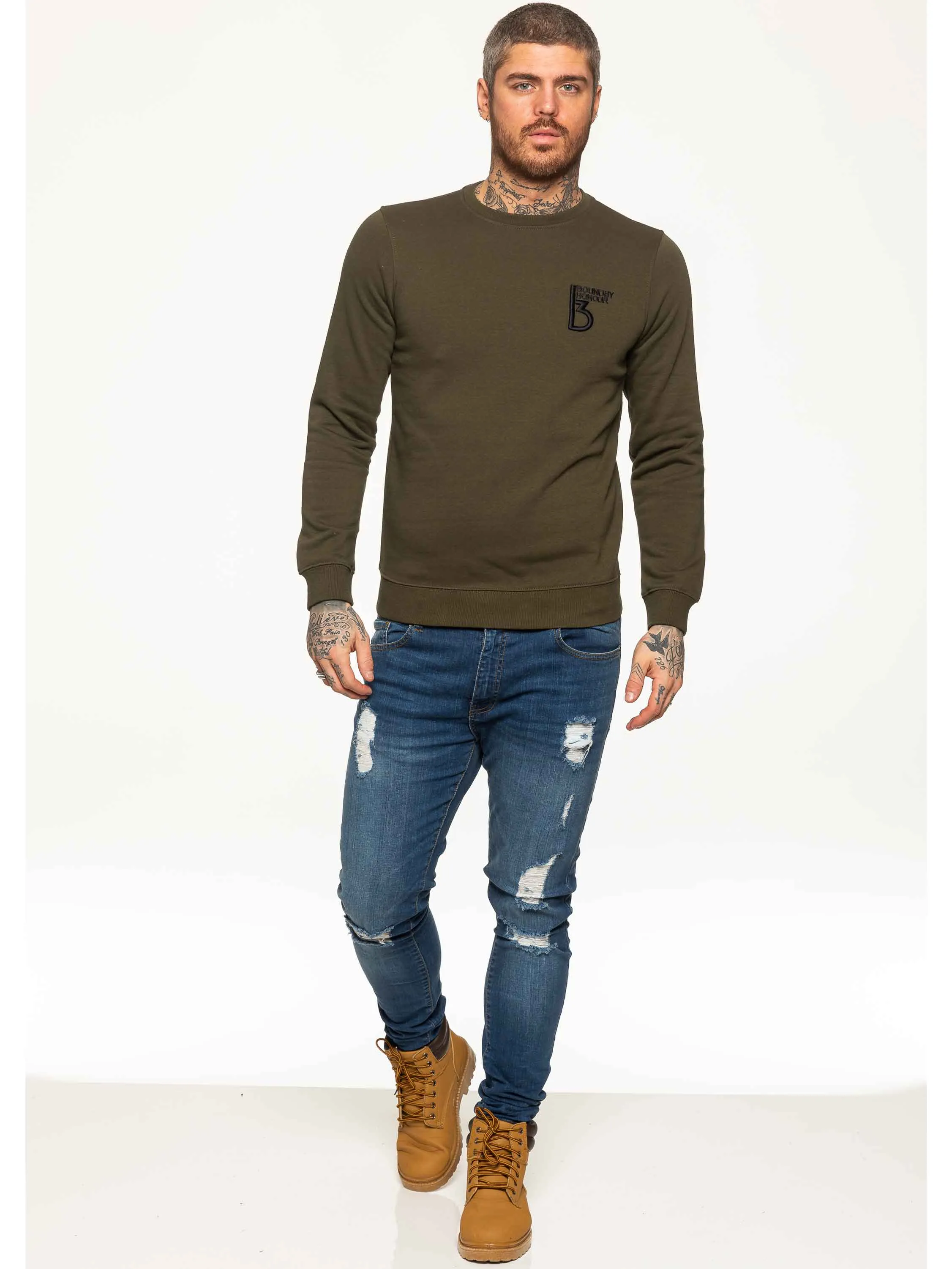 BBH Mens Plain Sweatshirt Crew Neck Jersey Fleece  | Bound By Honour