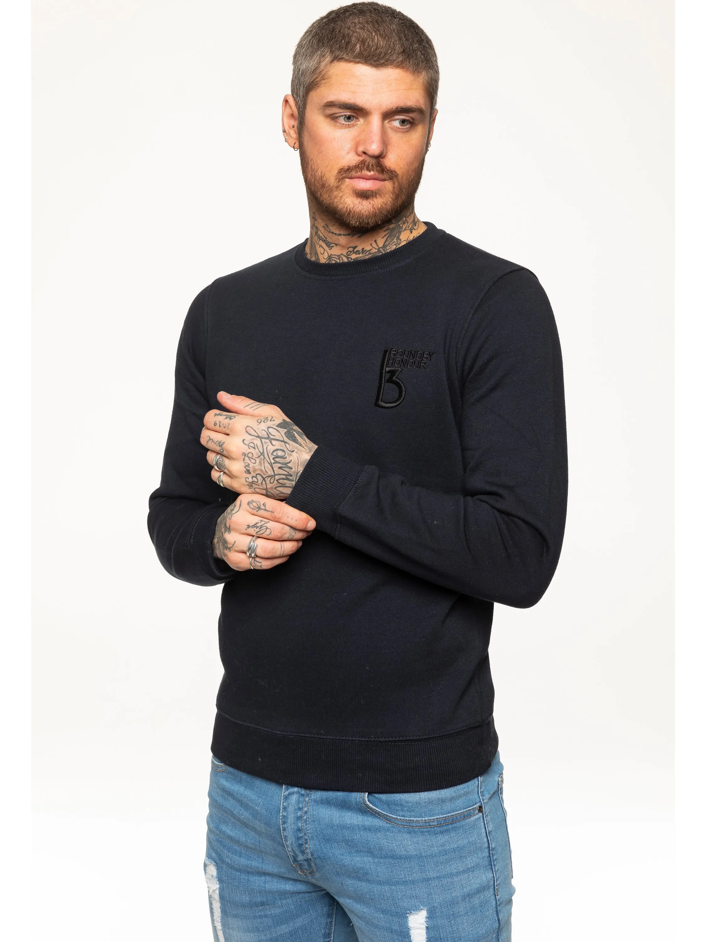 BBH Mens Plain Sweatshirt Crew Neck Jersey Fleece  | Bound By Honour