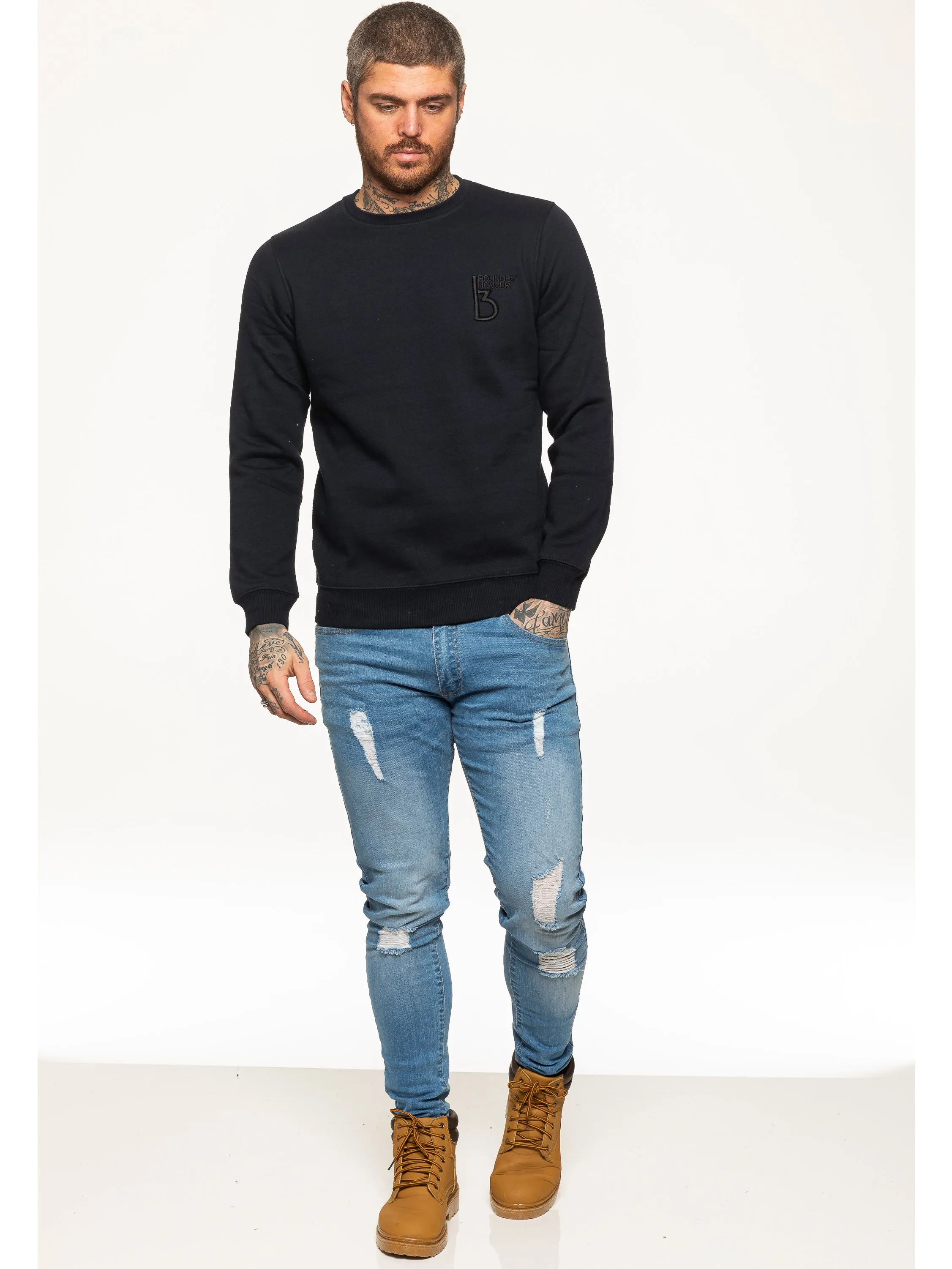 BBH Mens Plain Sweatshirt Crew Neck Jersey Fleece  | Bound By Honour