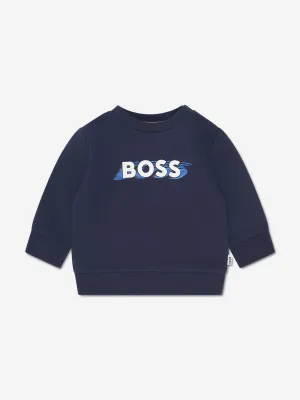 BOSS Baby Boys Logo Sweatshirt in Navy