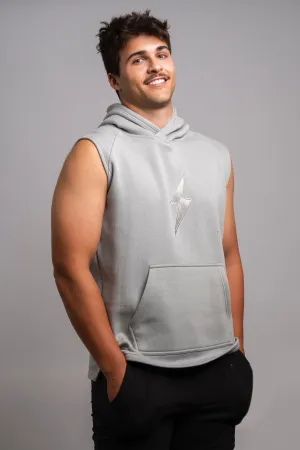 BRUCE BOLT "BOLT" Sleeveless Hoodie - GREY w/ Grey Bolt
