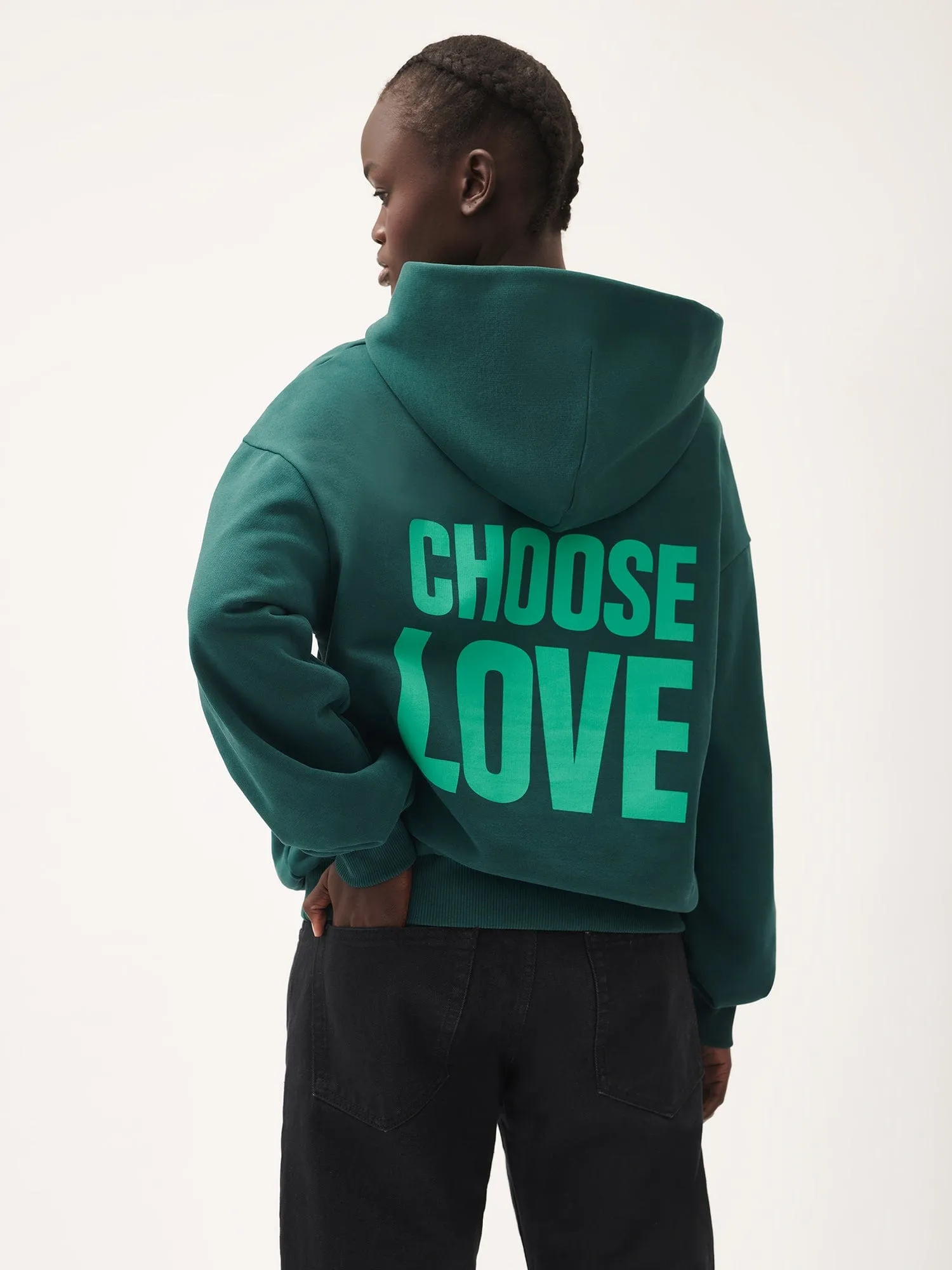 Choose Love Heavyweight Hoodie—foliage green