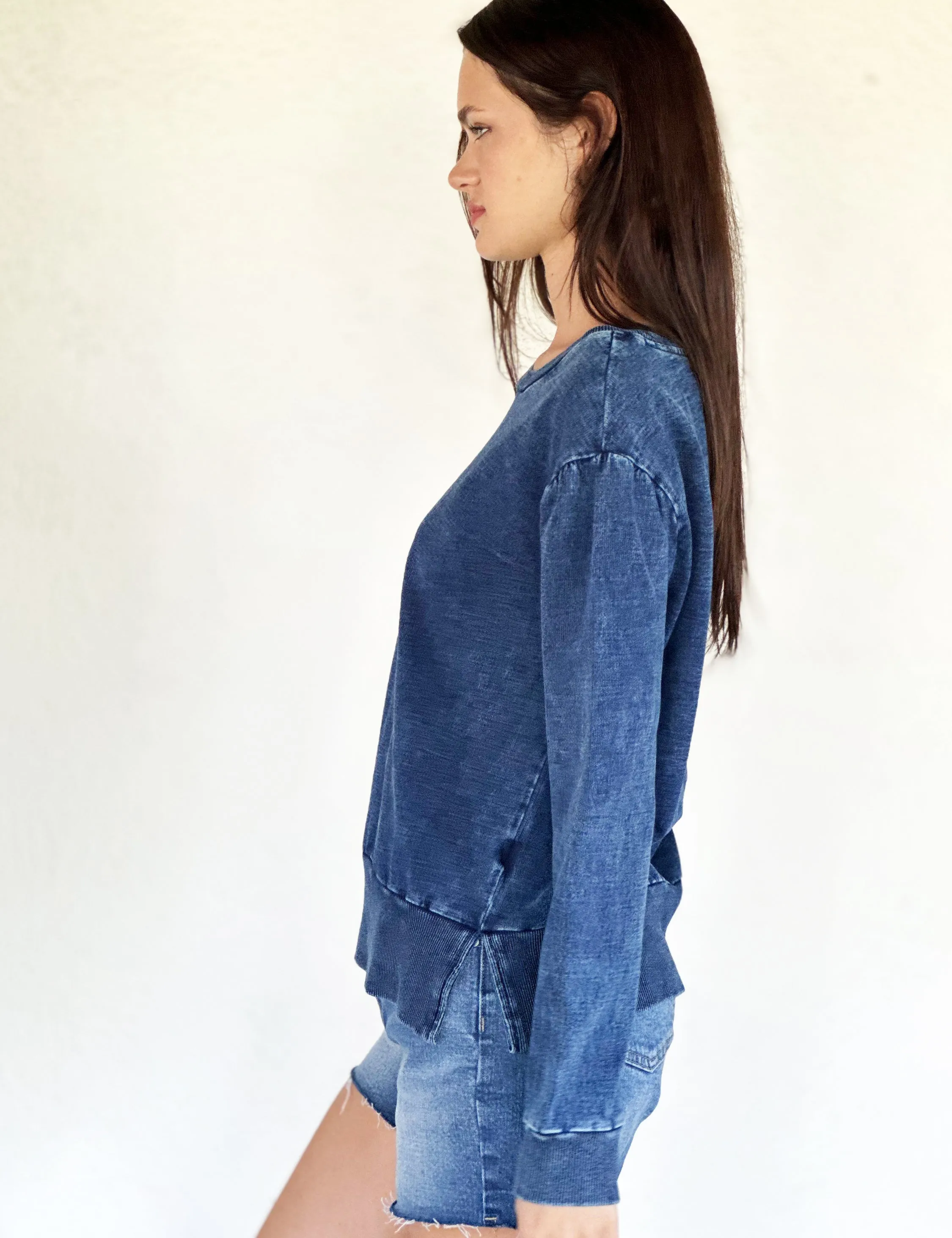 Denim Knit Sweatshirt
