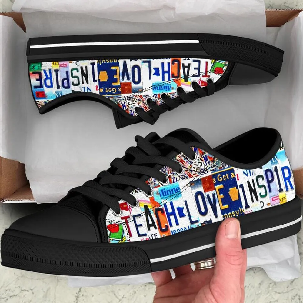Fifth Grade Inspire License Plates Low Top Shoes, Teacher Shoes, Low Top Sneakers