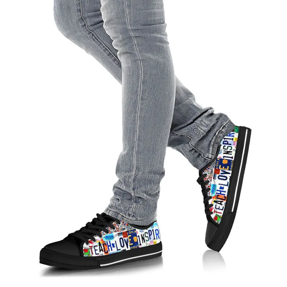 Fifth Grade Inspire License Plates Low Top Shoes, Teacher Shoes, Low Top Sneakers