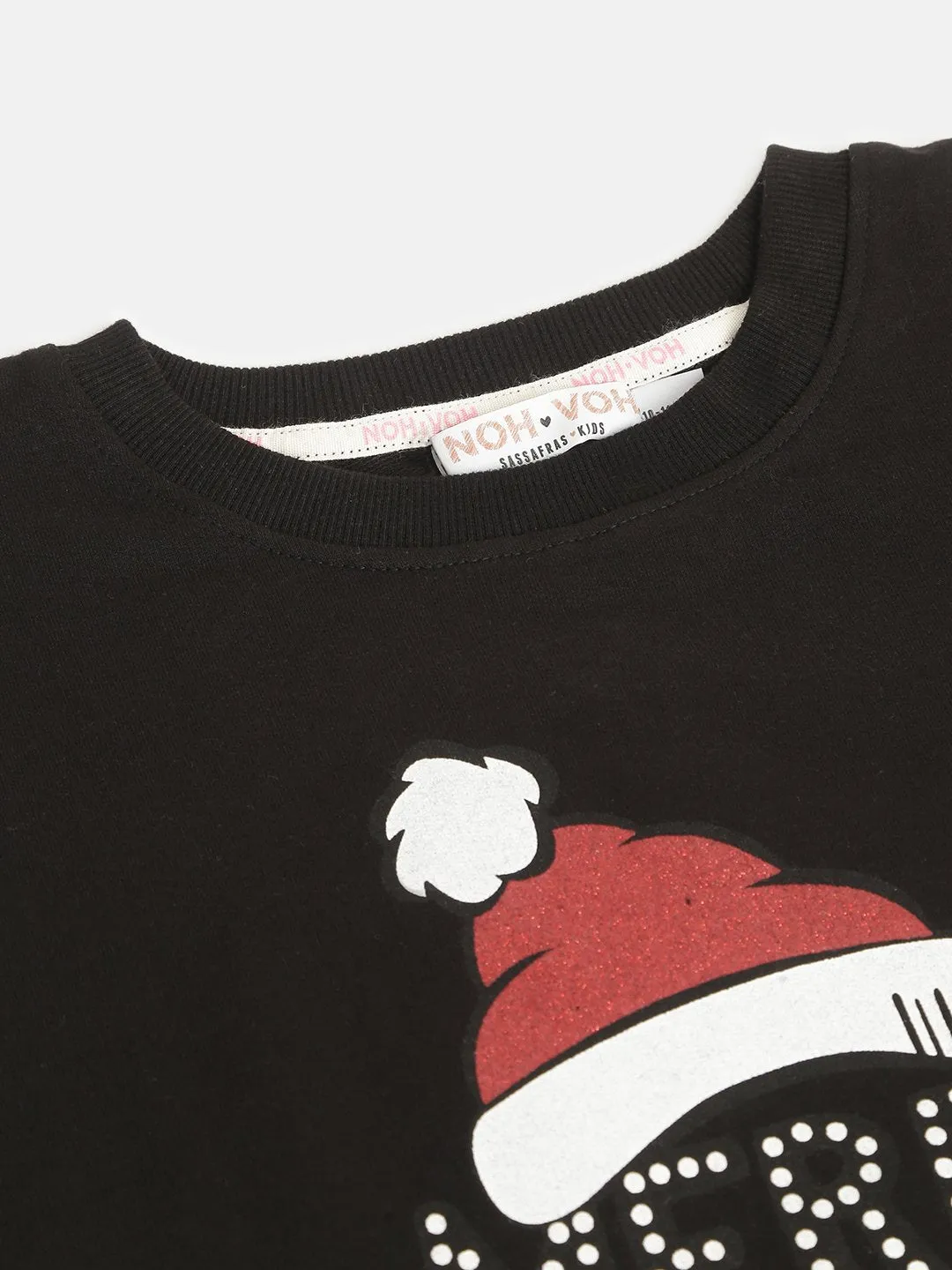 Girls Black Merry Christmas Glitter Sweatshirt