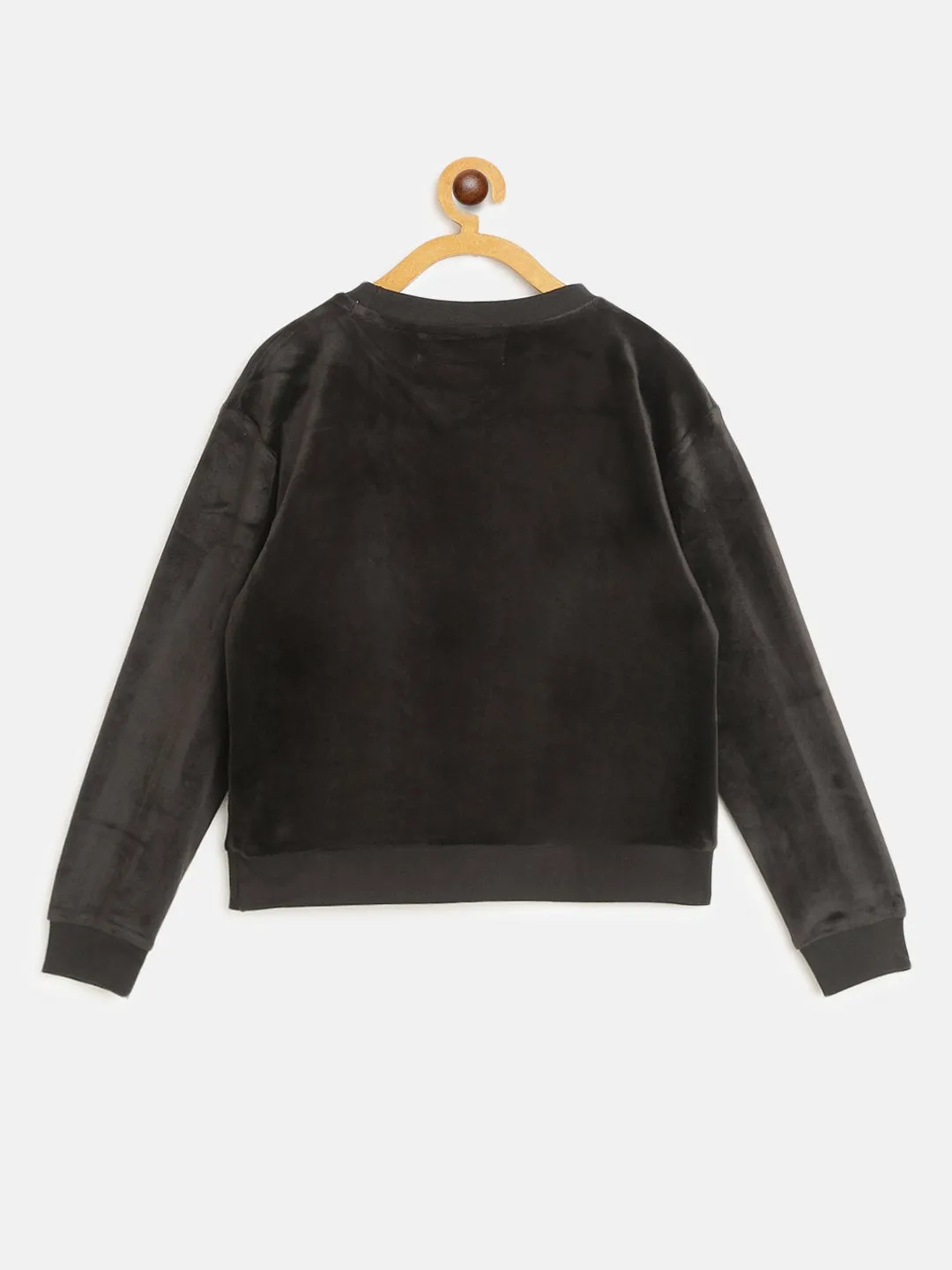 Girls Black Velour Studded Dragonfly Sweatshirt