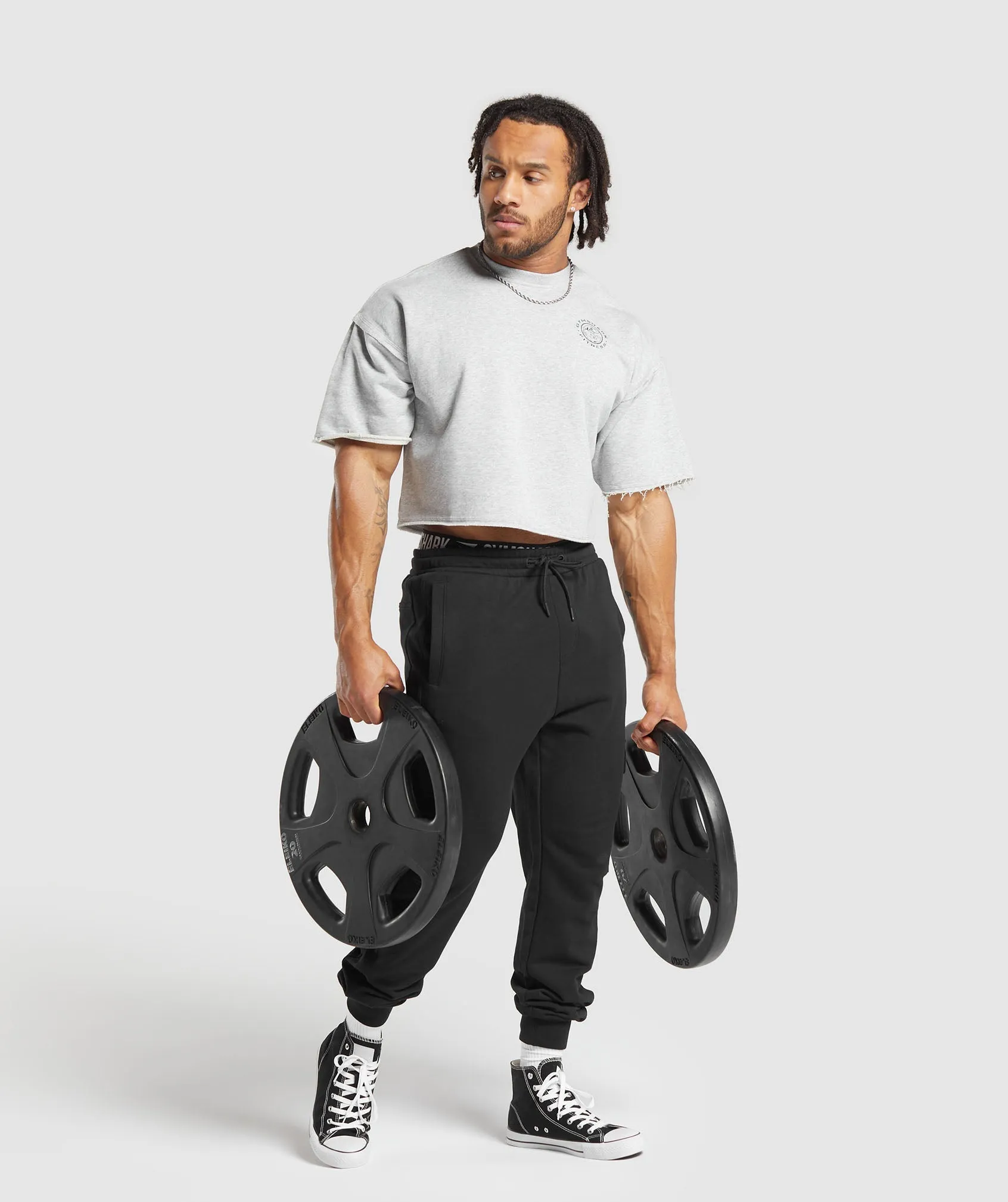Gymshark Legacy Cropped Short Sleeve Crew - Light Grey Core Marl