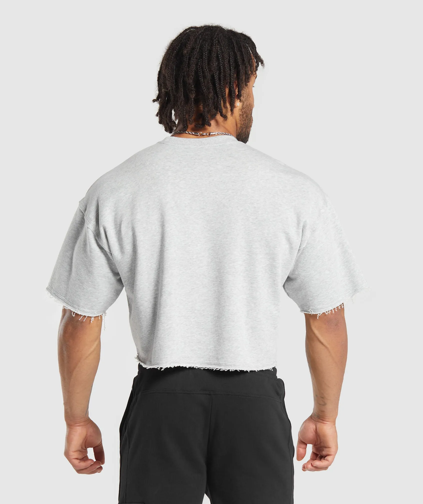 Gymshark Legacy Cropped Short Sleeve Crew - Light Grey Core Marl