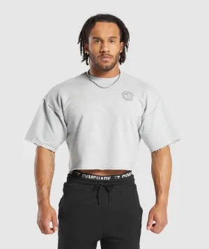 Gymshark Legacy Cropped Short Sleeve Crew - Light Grey Core Marl