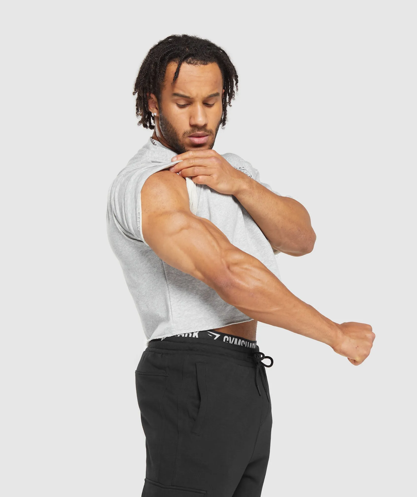 Gymshark Legacy Cropped Short Sleeve Crew - Light Grey Core Marl