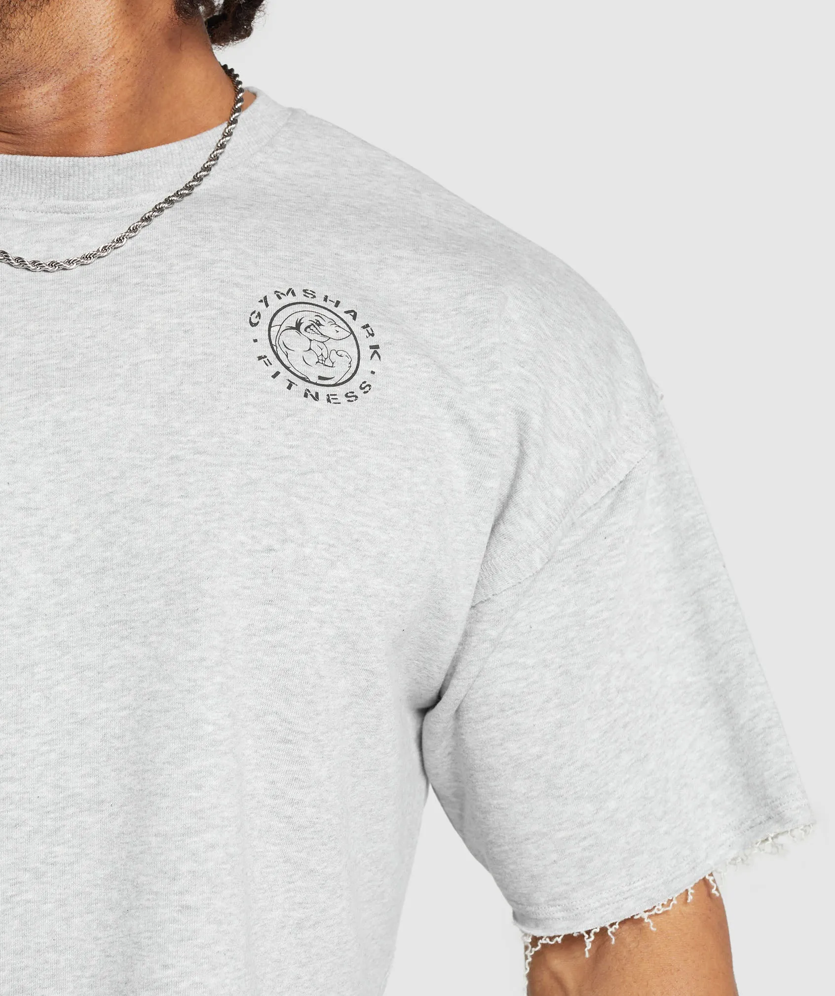 Gymshark Legacy Cropped Short Sleeve Crew - Light Grey Core Marl