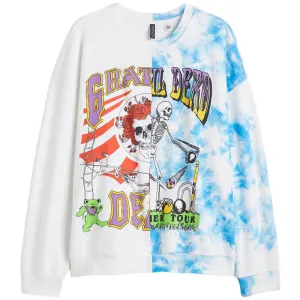 H&M  Printed Grateful Dead Sweatshirt, white
