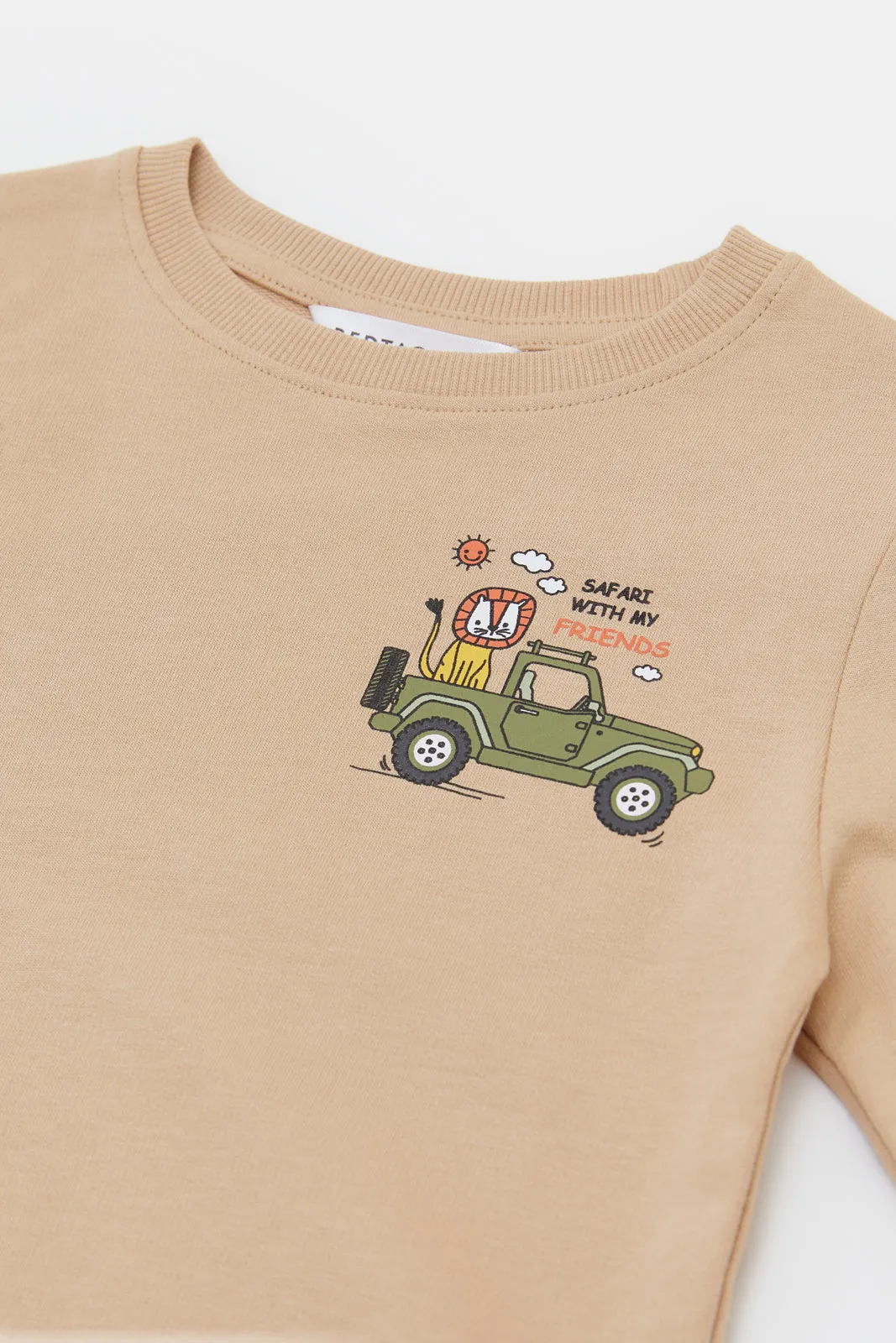 Infant Boys Beige Lion Print Sweatshirt