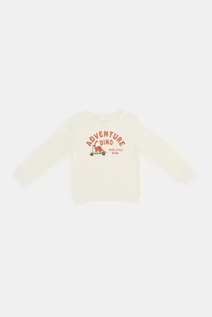 Infant Boys Ivory Dino Printed Sweatshirts