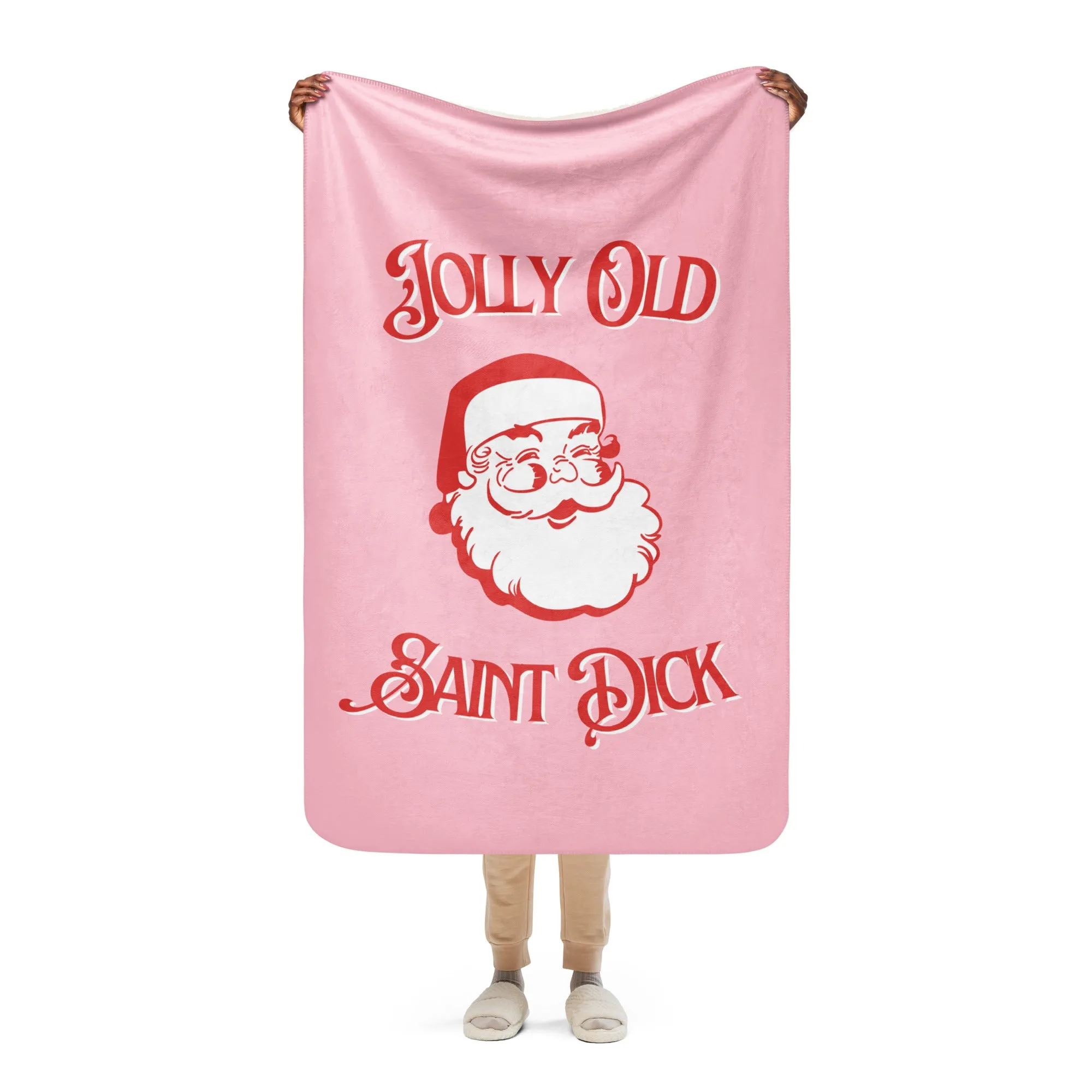 Jolly Old Saint Dick in Pink Sherpa Blanket