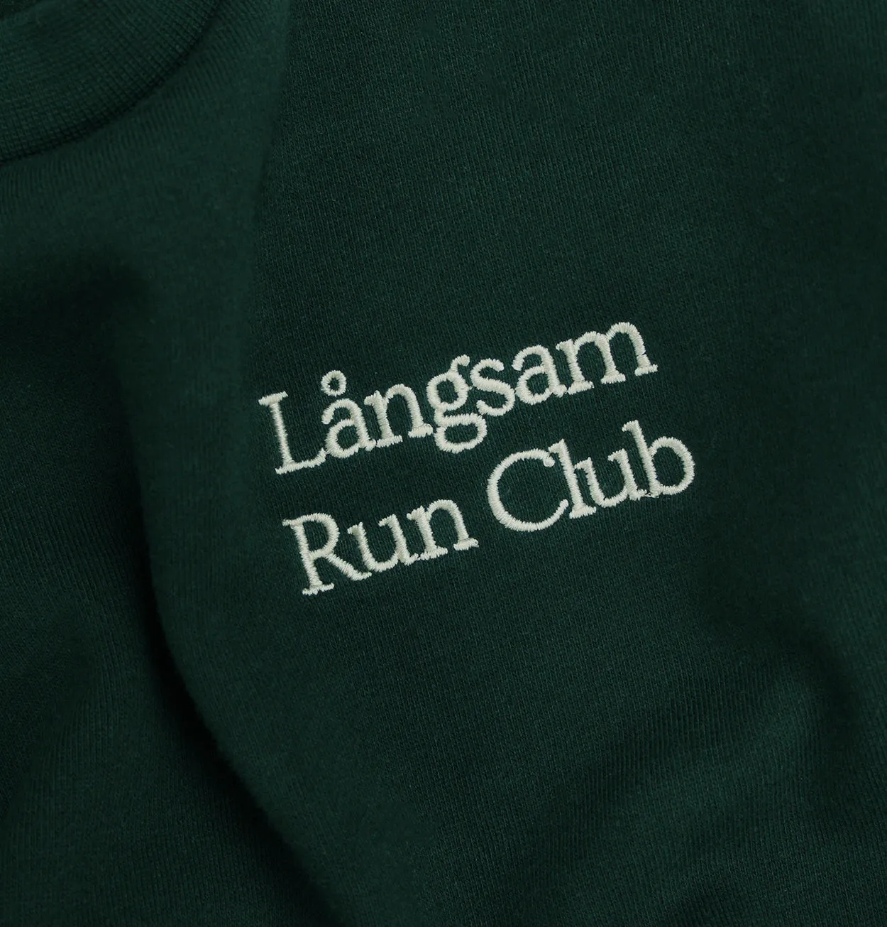 Lngsam Run Club Embroidered Logo Hooded Sweatshirt in Pine Green