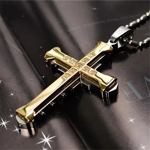 Men's Black Metal Arrow Pendant Necklace - Punk POP Cross Chain Accessory