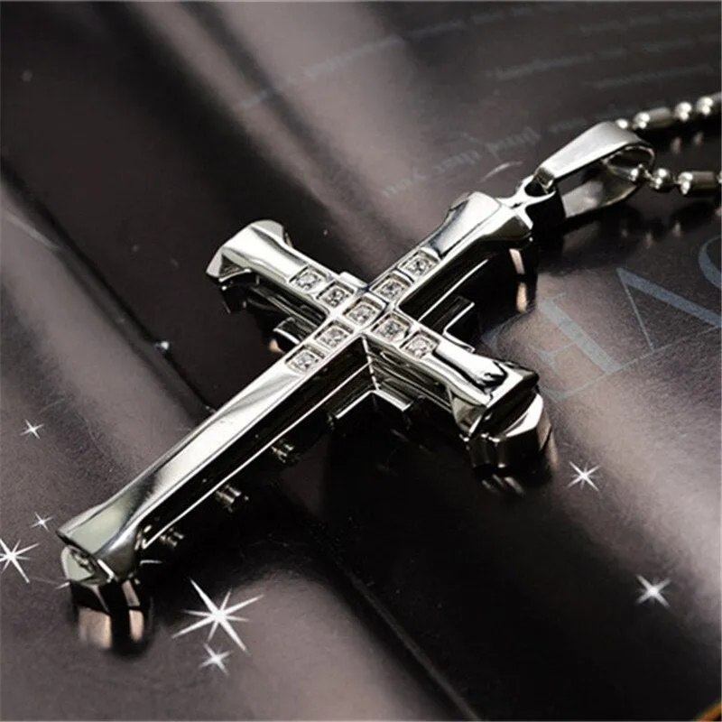Men's Black Metal Arrow Pendant Necklace - Punk POP Cross Chain Accessory
