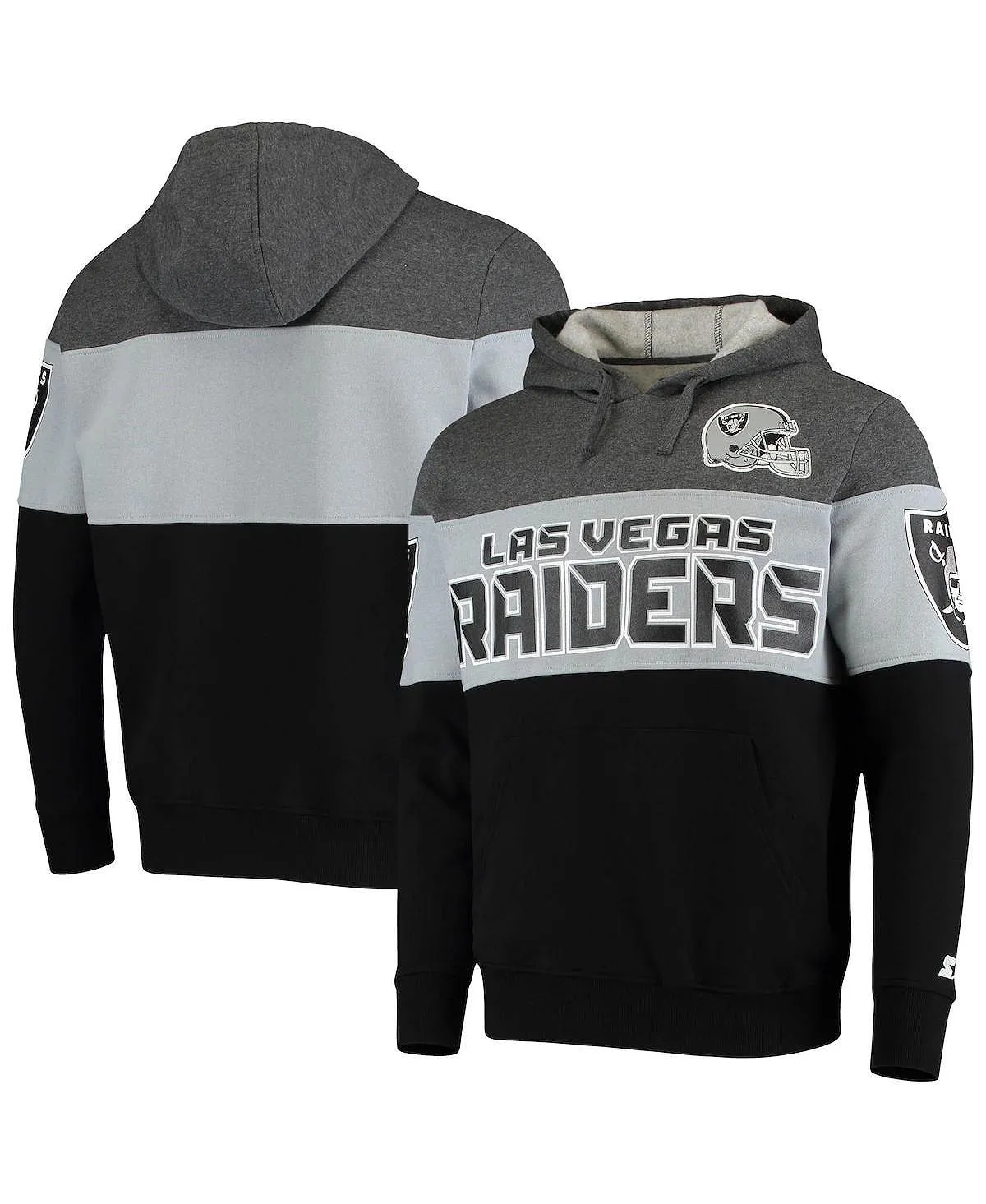 Men's las vegas raiders extreme fireballer hoodie in melange gray silver Starter, multi