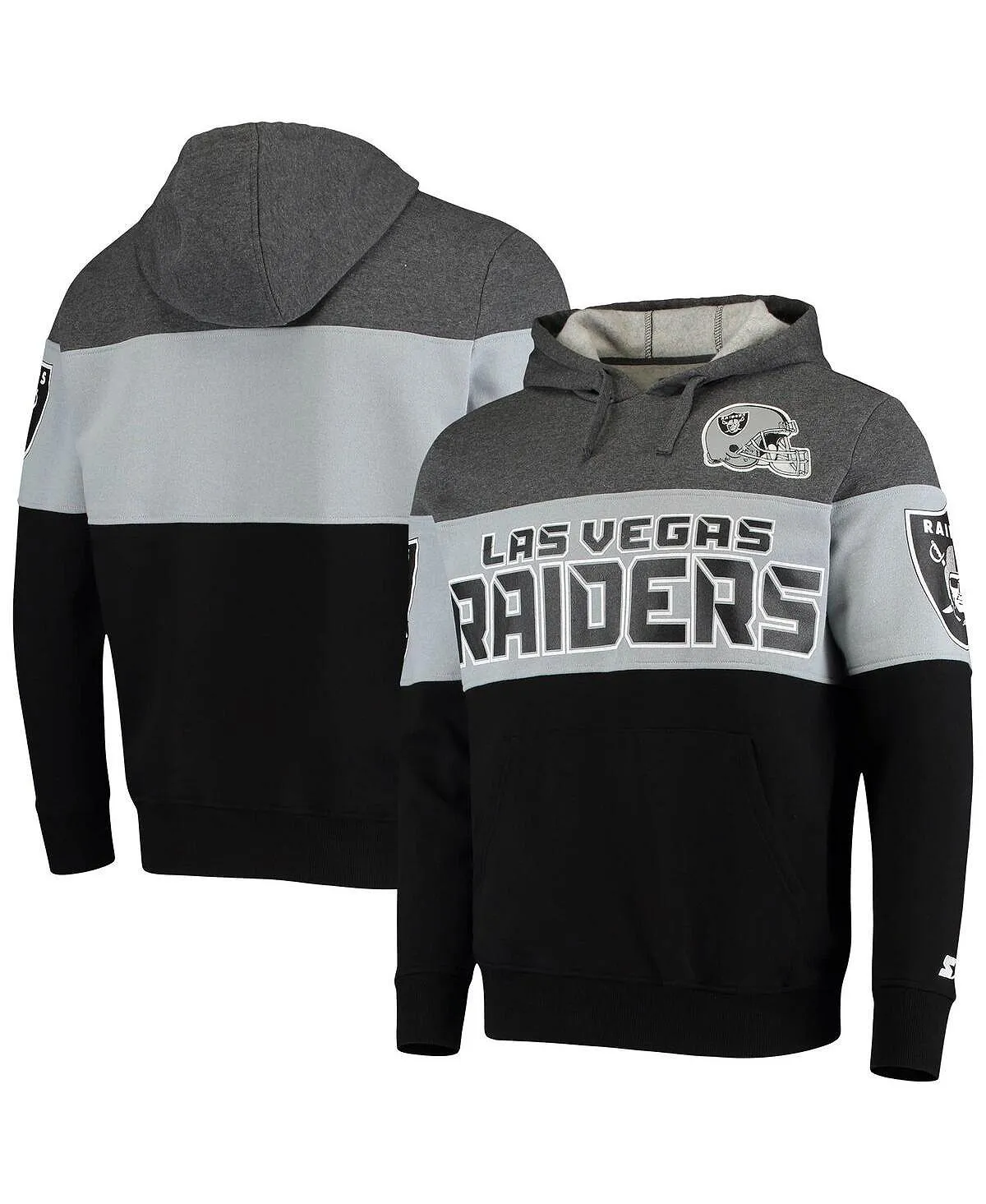 Men's las vegas raiders extreme fireballer hoodie in melange gray silver Starter, multi