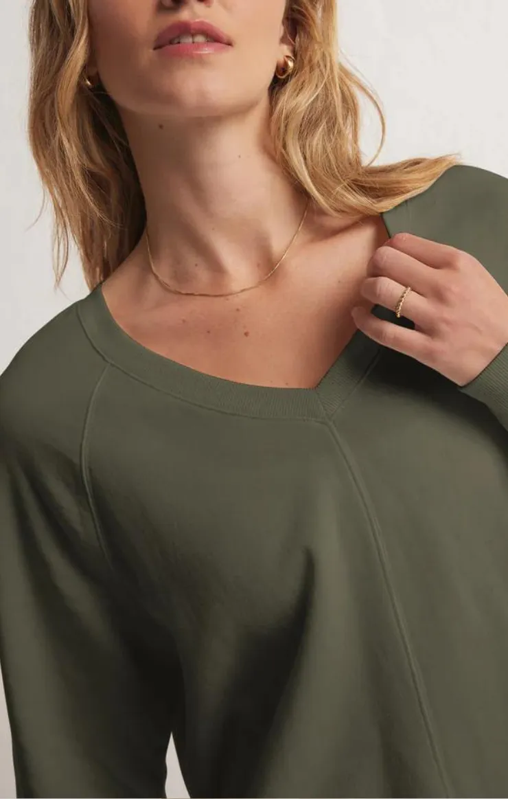 Open Back Sweatshirt - Olive Crush [Z Supply]