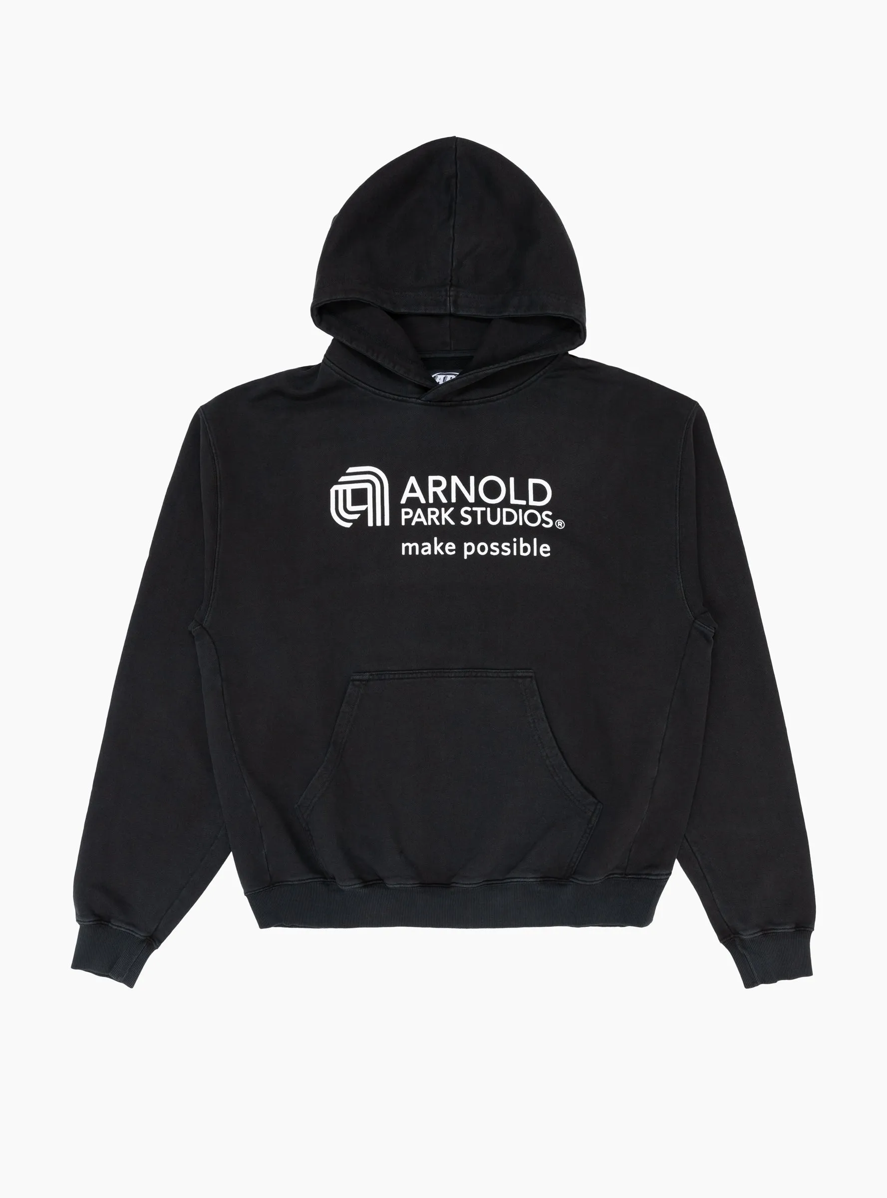 Unisex Faded Black Multi-Logo Hoodie - Trendy Semiconductor Design