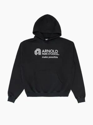 Unisex Faded Black Multi-Logo Hoodie - Trendy Semiconductor Design