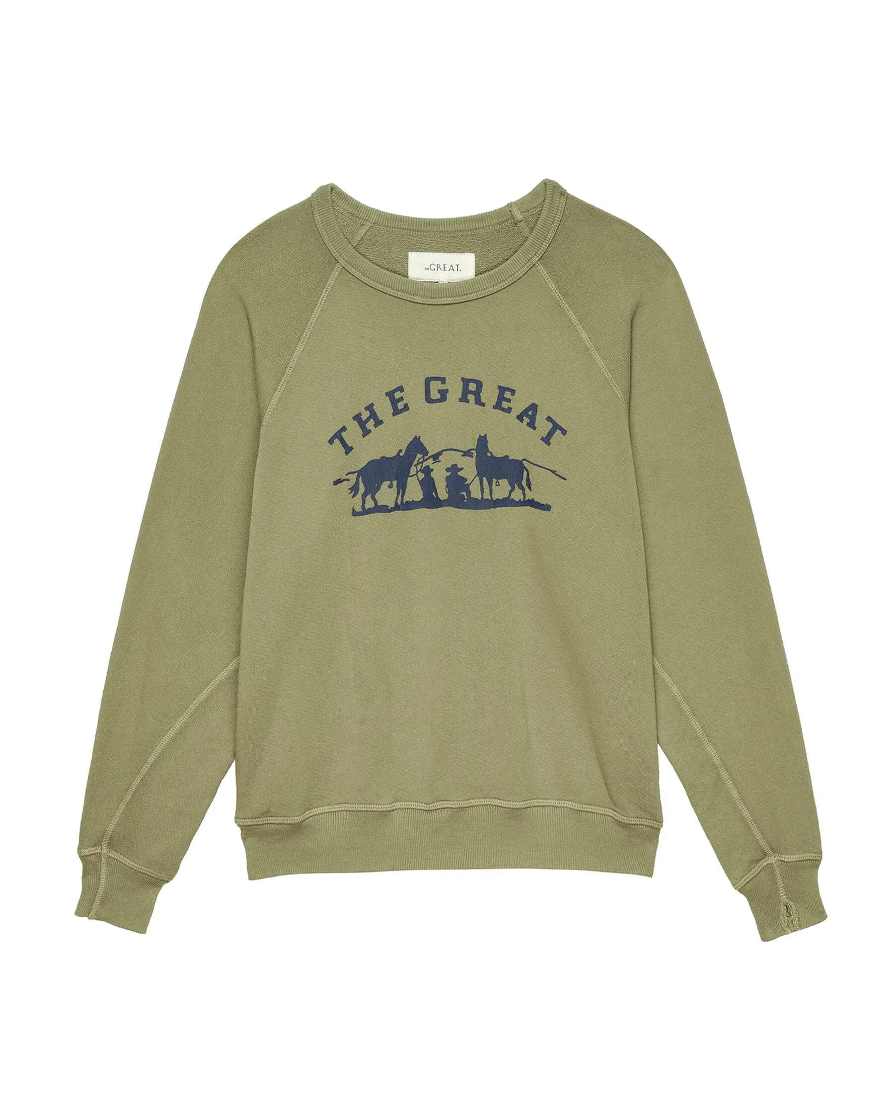 The College Sweatshirt. Graphic -- Washed Fir Green with Gaucho Graphic