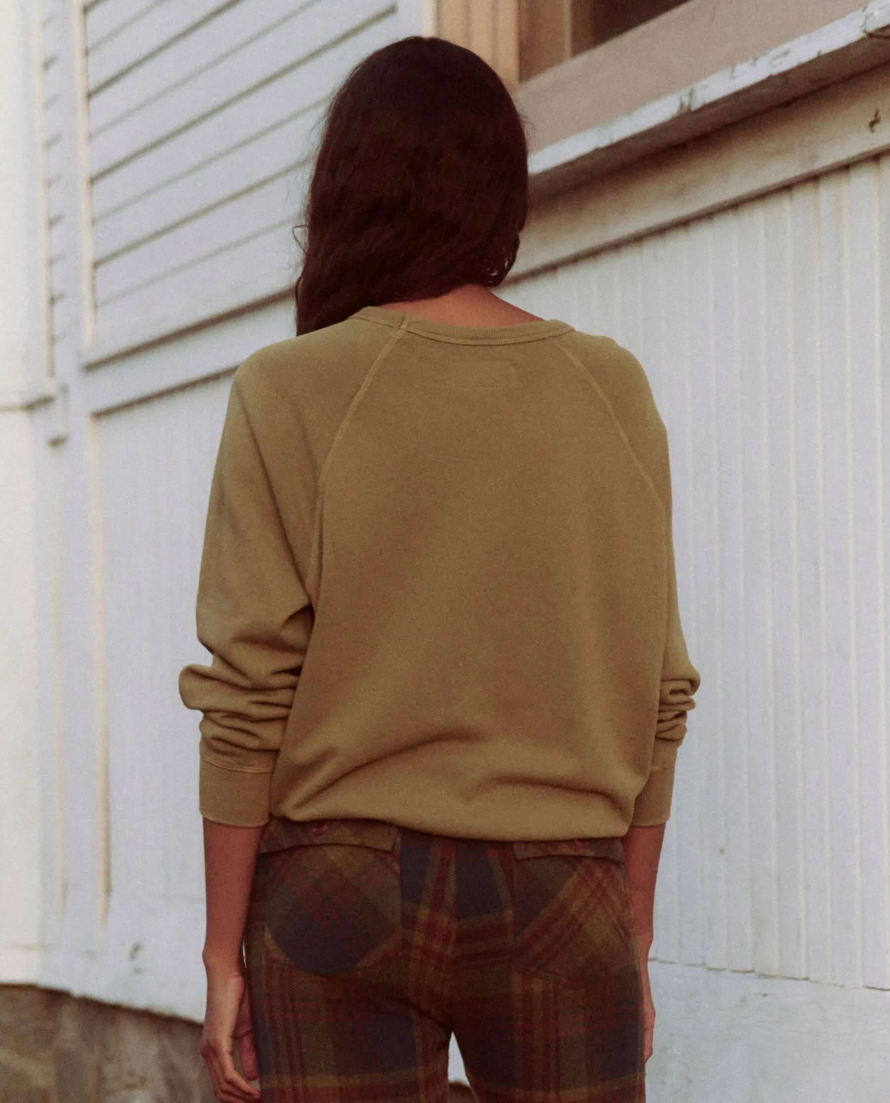 The College Sweatshirt. Graphic -- Washed Fir Green with Gaucho Graphic