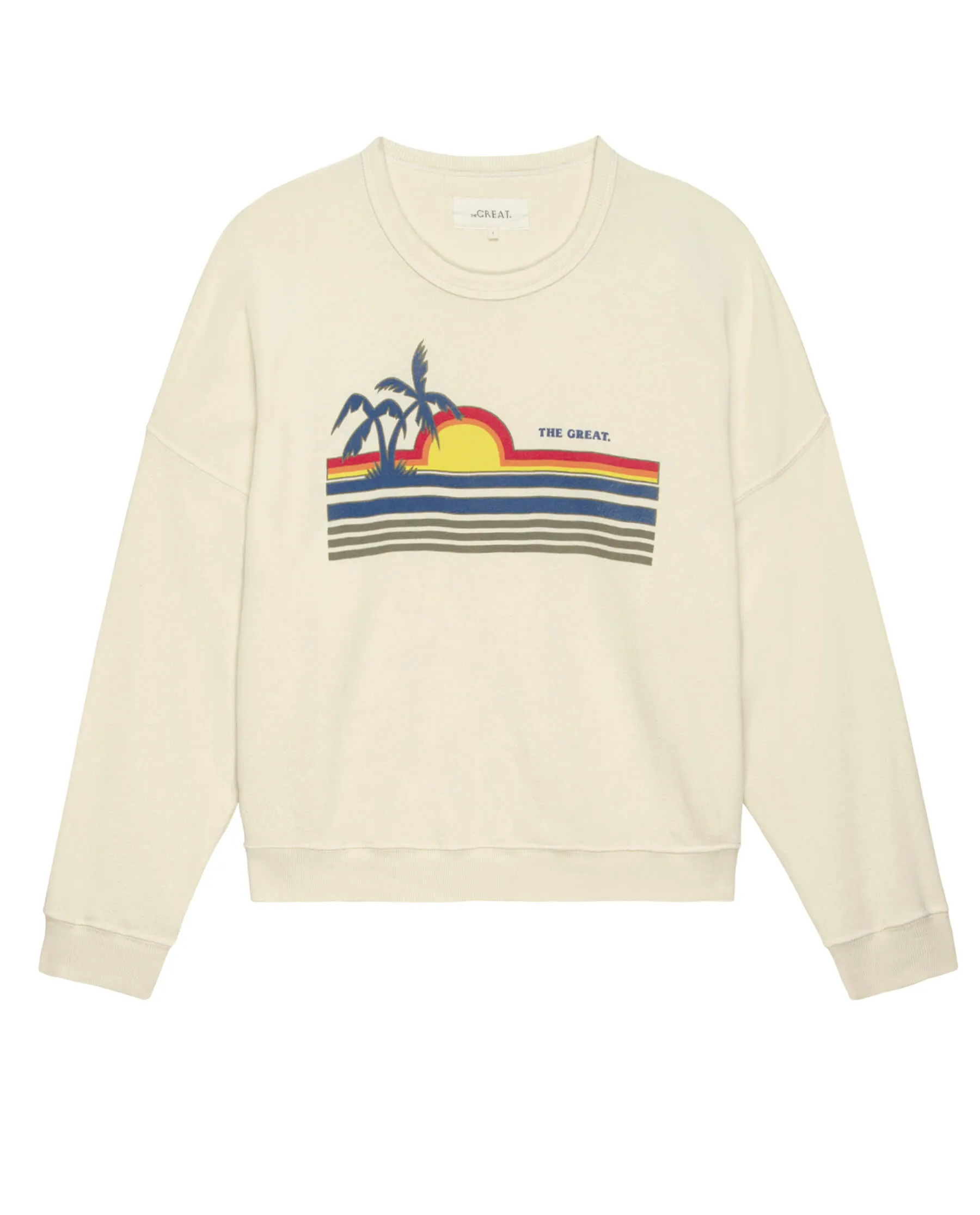 The Teammate Sweatshirt. Graphic -- Washed White with Sunset Graphic